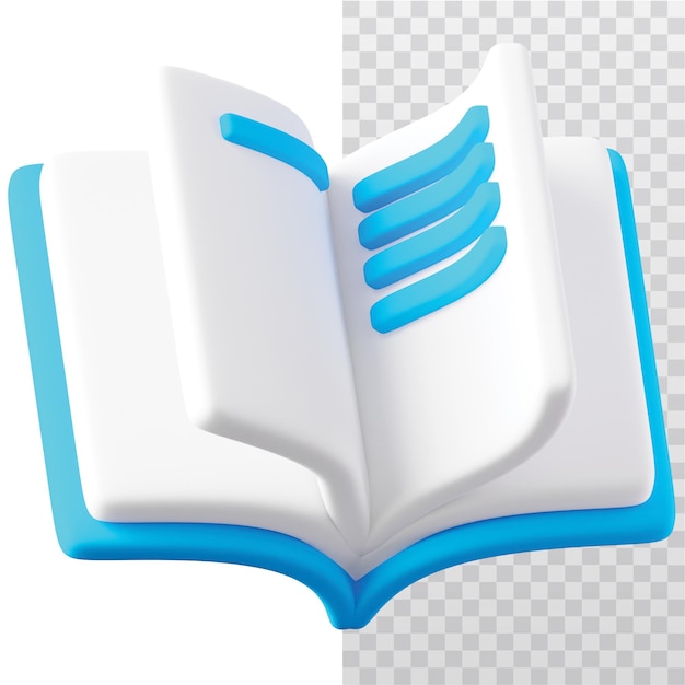 PSD ilustración de un libro abierto con icono 3d