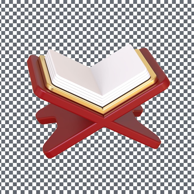 Ilustración del libro del Corán en 3D