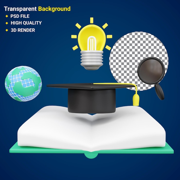 PSD ilustración de libros educativos en 3d