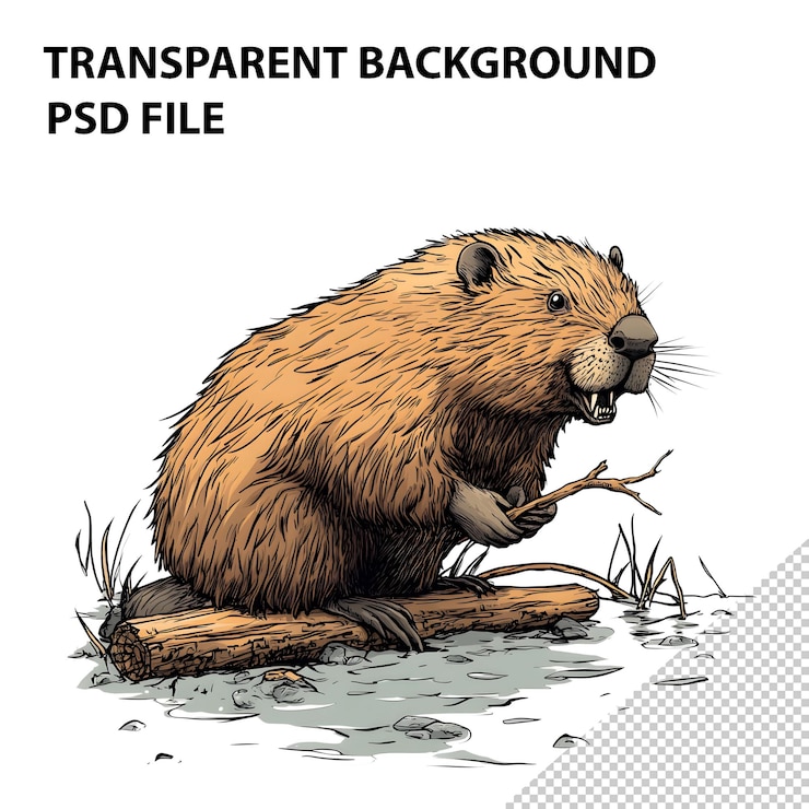 PSD ilustración linda del castor