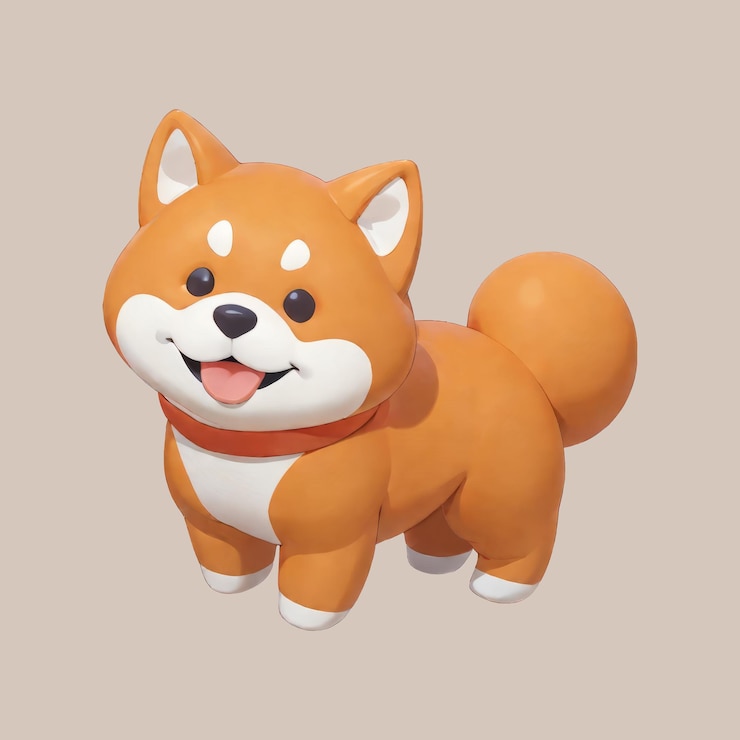 PSD ilustración linda del perro shiba inu