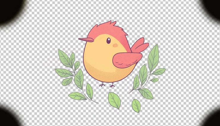 PSD ilustración de un lindo pájaro hermoso en un fondo transparente