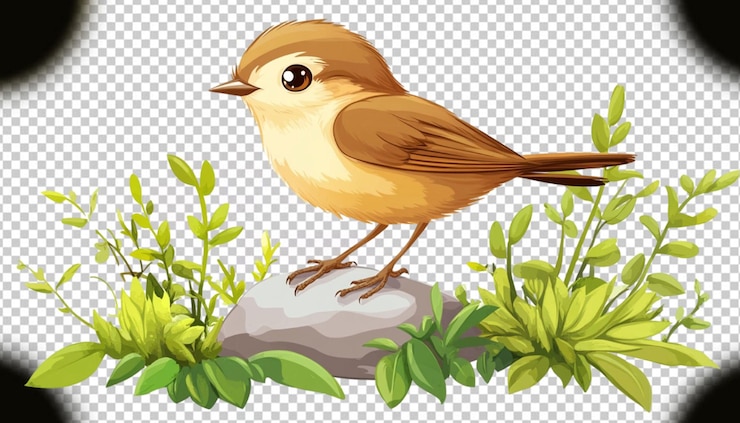PSD ilustración de un lindo pájaro hermoso en un fondo transparente