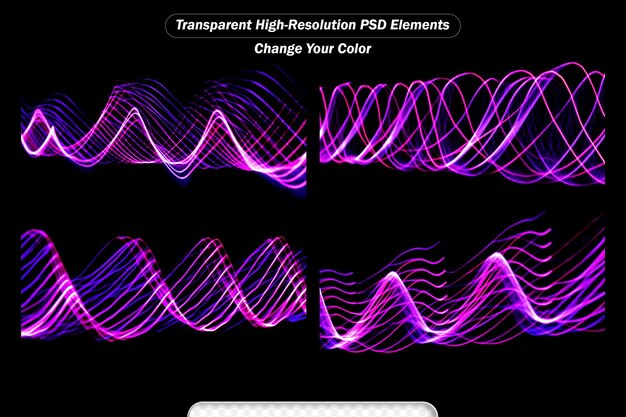 PSD ilustración de líneas de ondas sonoras parlante movimiento de gradiente de arco iris conjunto de fondo abstracto