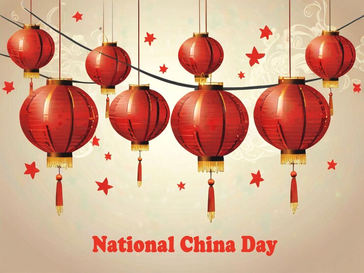 PSD ilustración de linternas rojas foto para el día de china