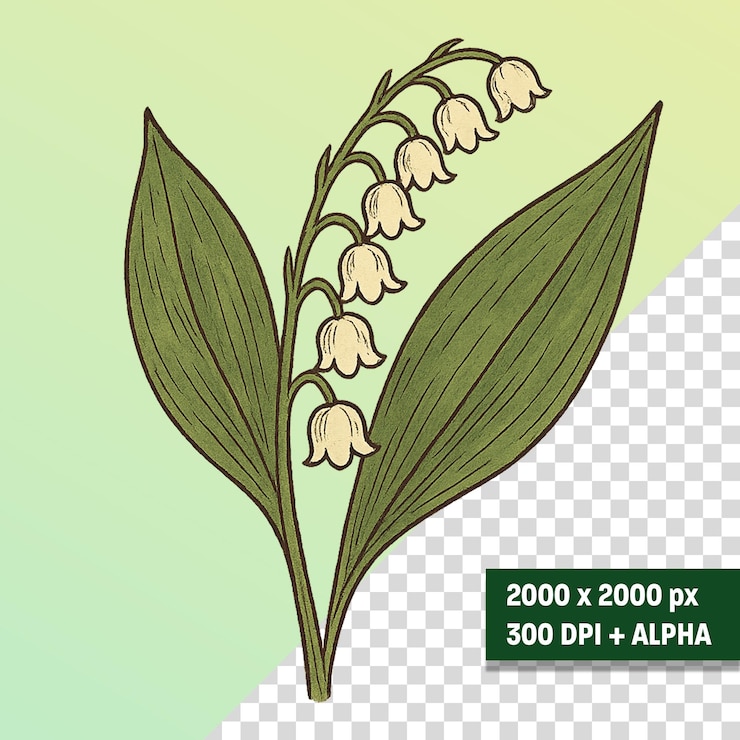 PSD ilustración del lirio del valle con fondo transparente