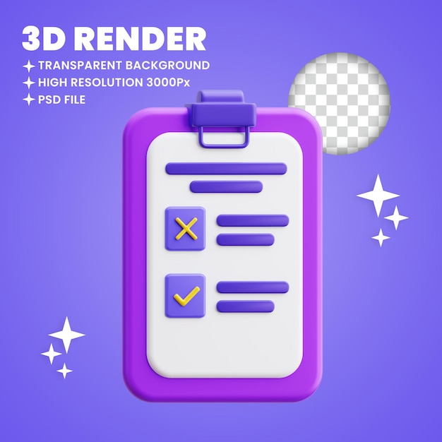 Ilustración de lista de verificación 3d