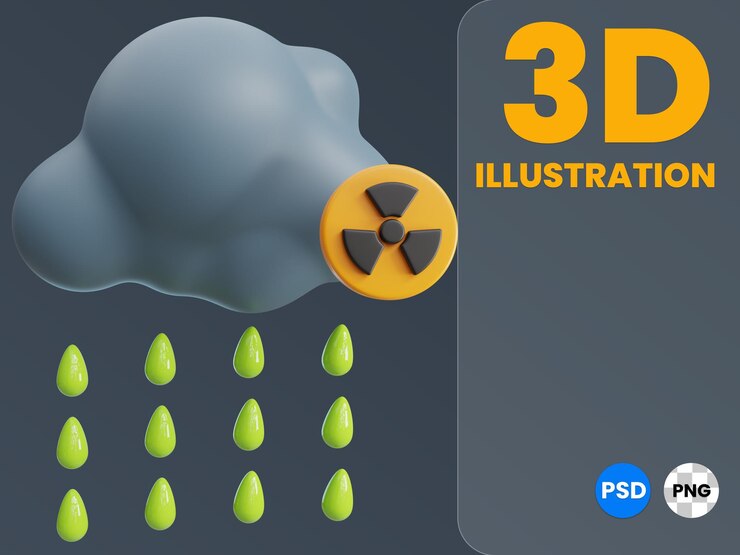 PSD una ilustración de lluvia ácida en 3d