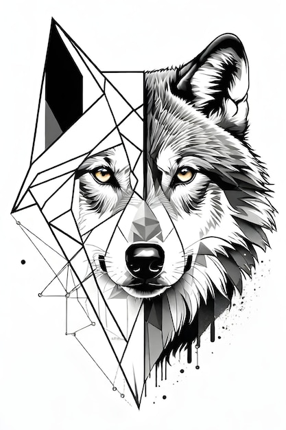 PSD ilustración de un lobo medio geométrico