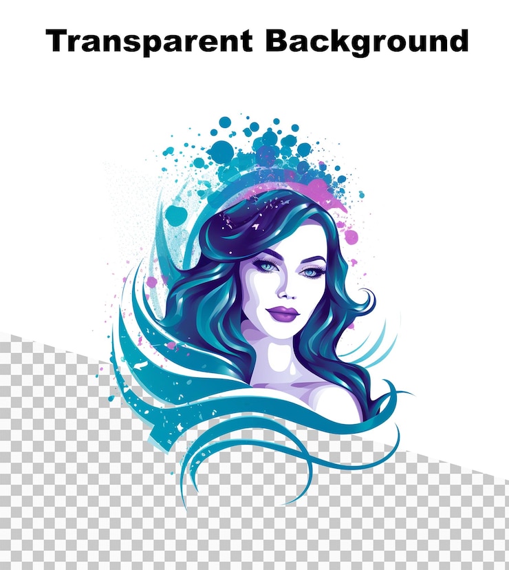 PSD una ilustración de un logotipo de mujer de estilo de la industria de la belleza en un fondo transparente