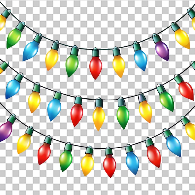 PSD ilustración de luces navideñas aisladas en un fondo transparente