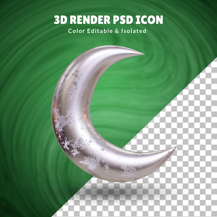 PSD ilustración de luna plateada 3d o ilustración de luna eid plateada 3d