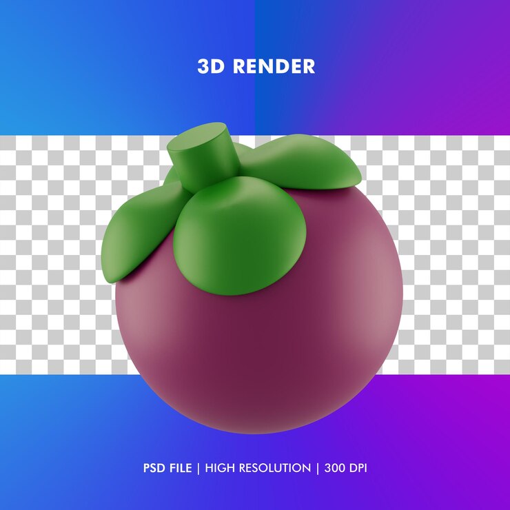 PSD ilustración de mangostán 3d aislado