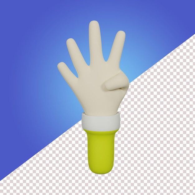Ilustración de mano 3D con estilo de dibujos animados