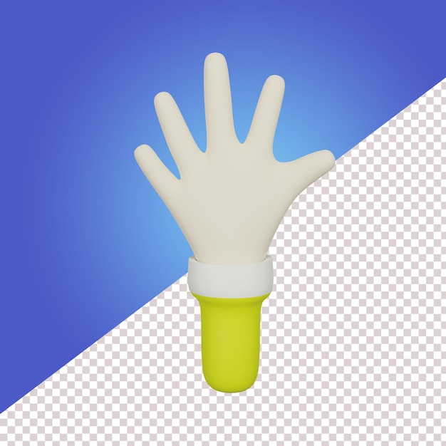 Ilustración de mano 3D con gesto High Five
