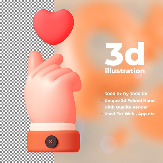 Ilustración de mano 3d con procesamiento de alta calidad