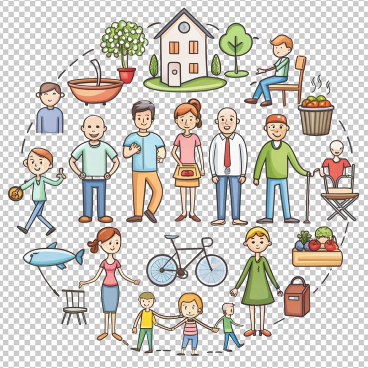 PSD ilustración a mano del concepto de estilo de vida