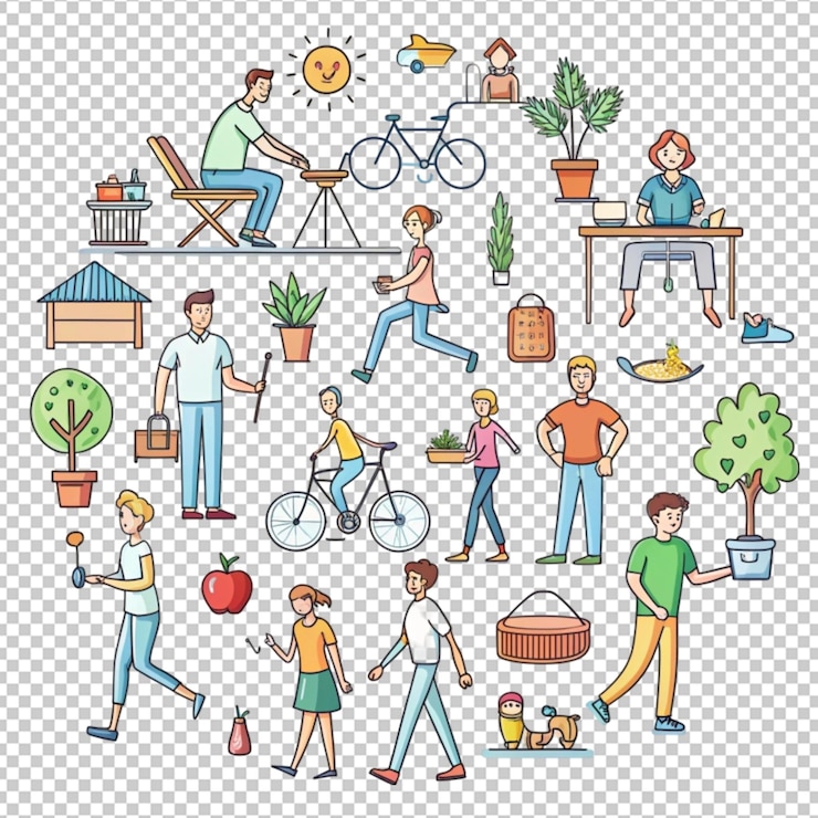 PSD ilustración a mano del concepto de estilo de vida