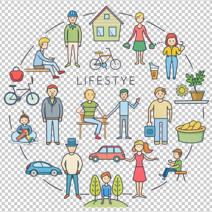 PSD ilustración a mano del concepto de estilo de vida