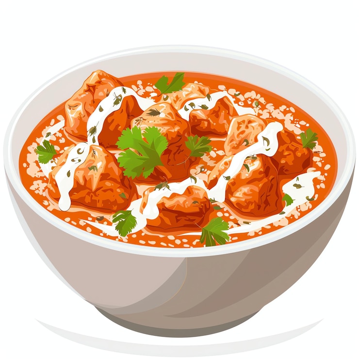 PSD ilustración de mantequilla de pollo india
