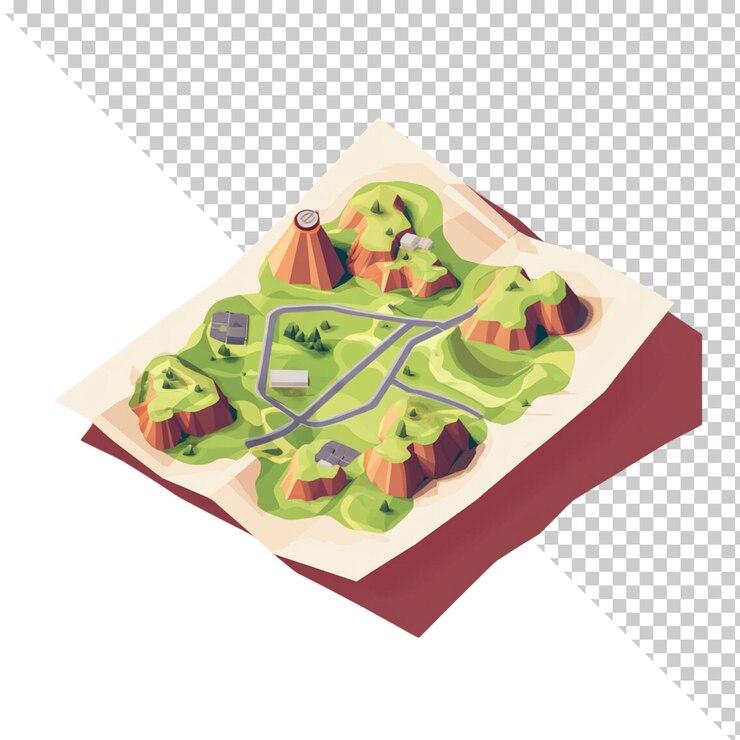 PSD ilustración del mapa aislada sobre un fondo transparente
