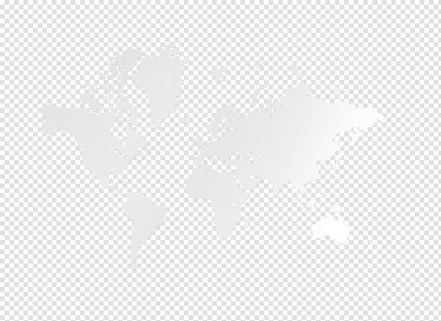Ilustración de mapa del mundo blanco sobre un fondo transparente