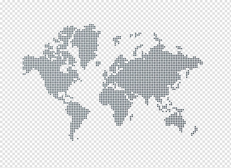 PSD ilustración de un mapa del mundo negro hecho de puntos aislados en un fondo transparente