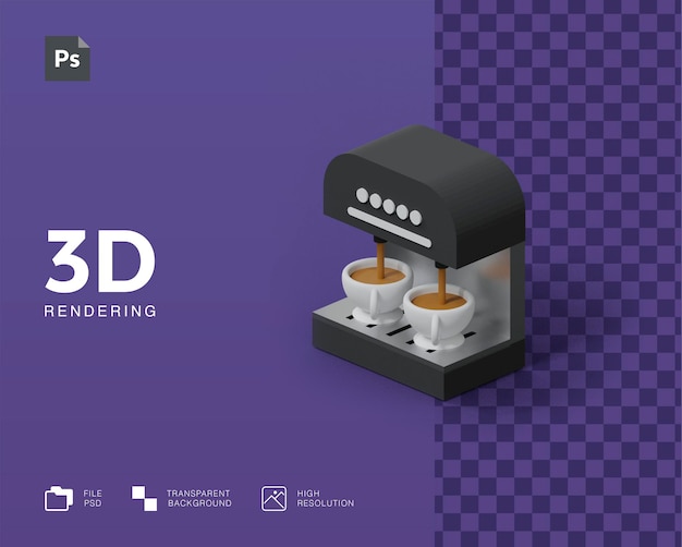 Ilustración de máquina de café 3d