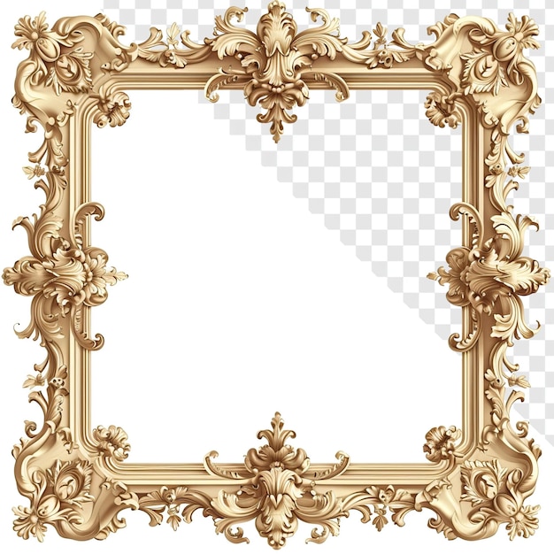 Ilustración de marco rectangular barroco estilo Luis XIV con flor de lis