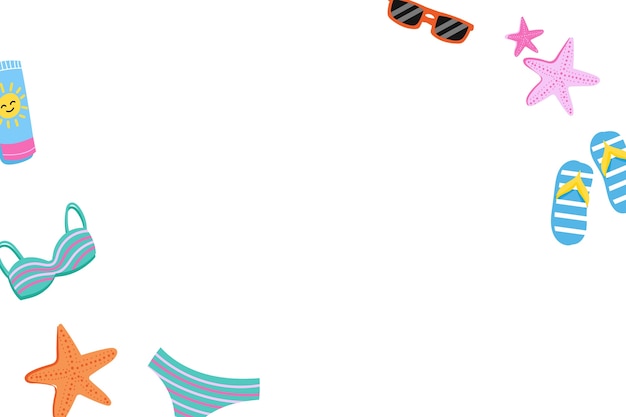 Ilustración del marco de verano dibujada a mano