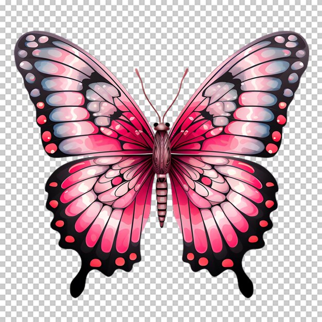 PSD ilustración de mariposa colorida en un fondo transparente