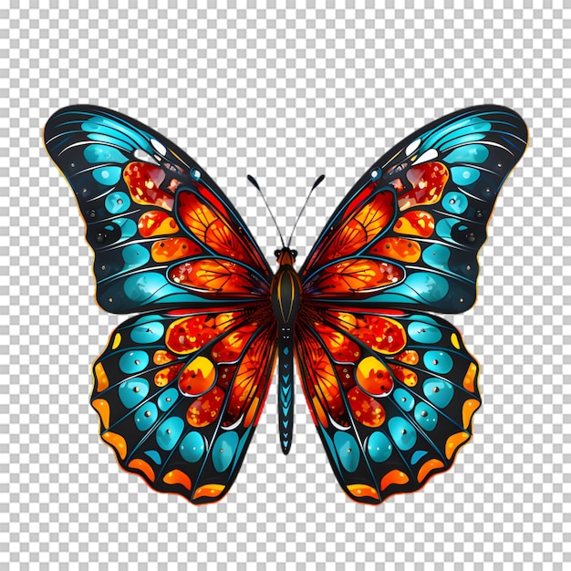 Ilustración de mariposa colorida en un fondo transparente