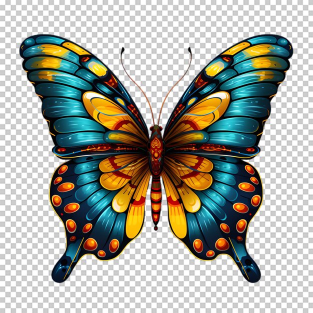 PSD ilustración de mariposa colorida en un fondo transparente