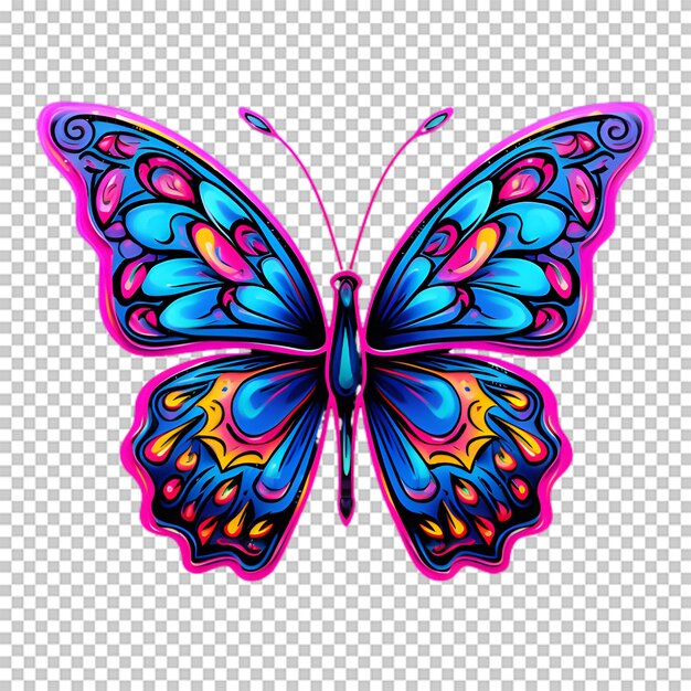 PSD ilustración de mariposa colorida en un fondo transparente