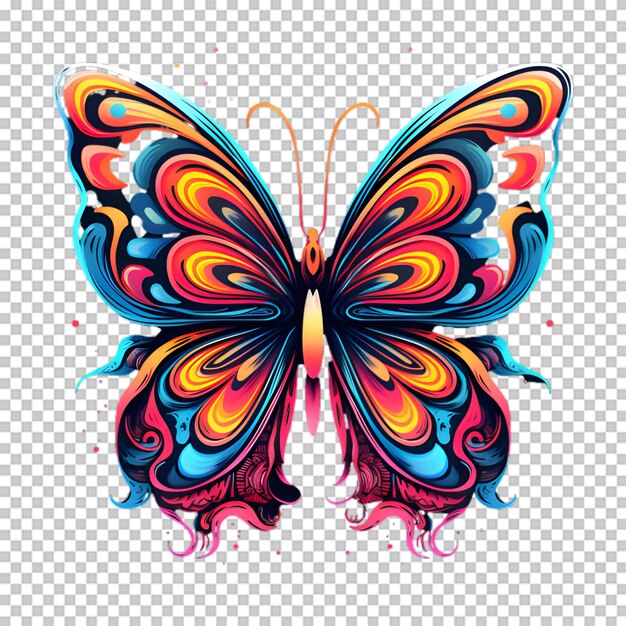 PSD ilustración de mariposa colorida en un fondo transparente