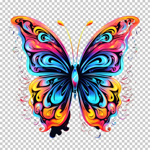 PSD ilustración de mariposa colorida en un fondo transparente