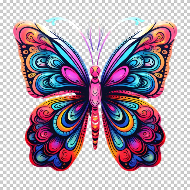 PSD ilustración de mariposa colorida en un fondo transparente