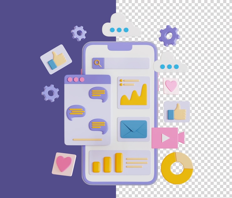 PSD ilustración de marketing digital 3d