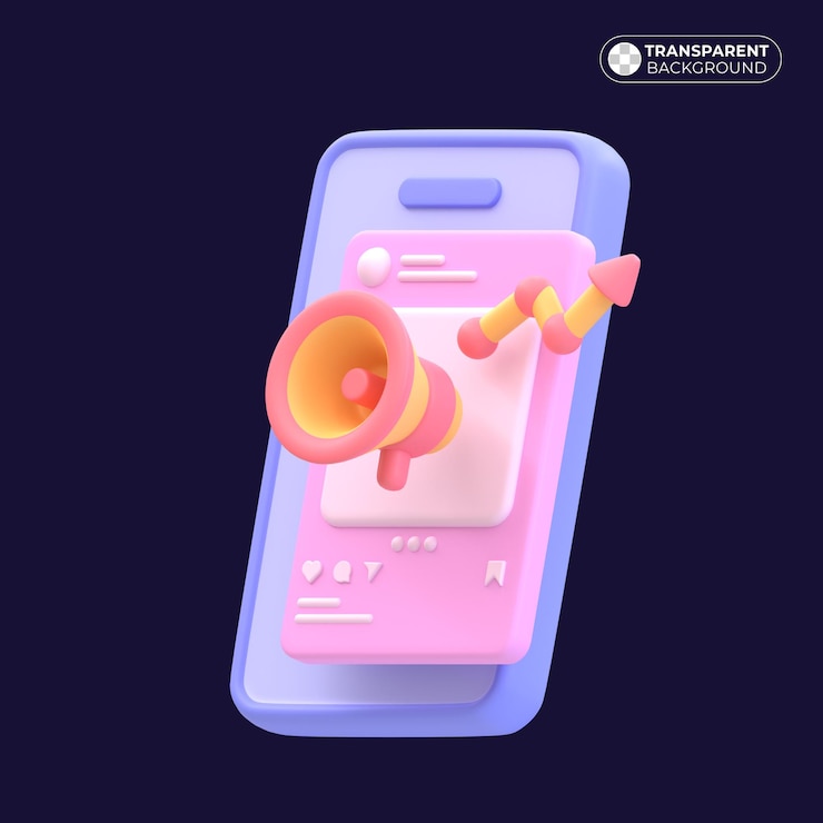 PSD ilustración de marketing digital con redes sociales para aumentar las ventas promoción en redes sociales