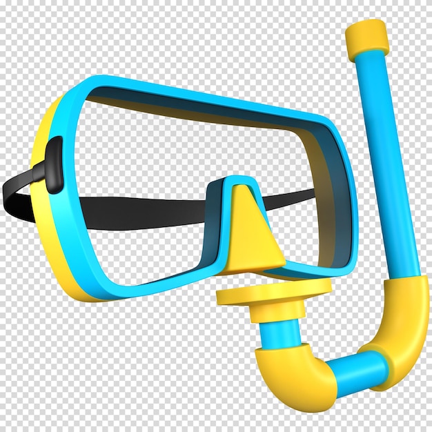 PSD ilustración de máscara de snorkel 3d elemento de diseño con tema de verano renderización 3d