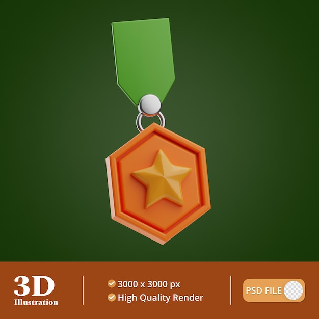 Ilustración de medalla de estrella militar 3d