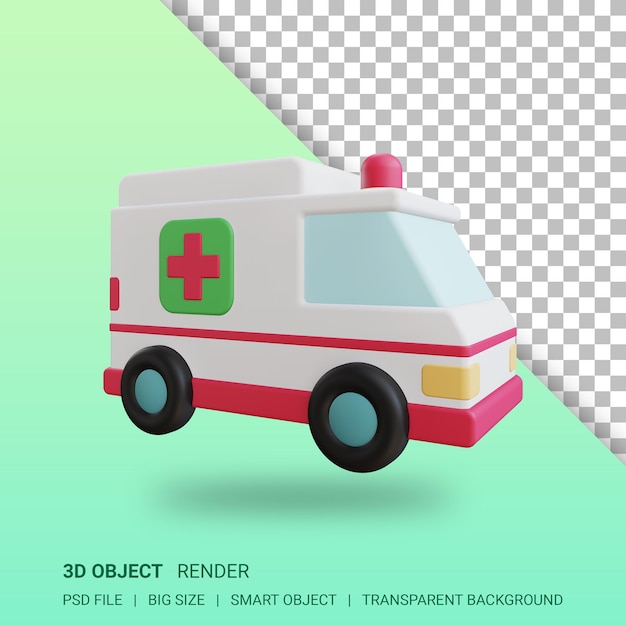 PSD ilustración médica de ambulancia 3d diseño aislado