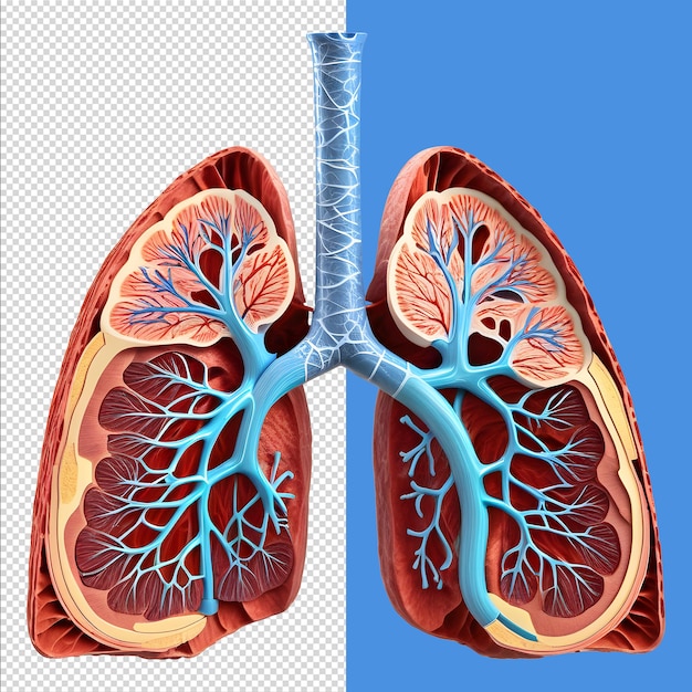 PSD ilustración médica de pulmones humanos representación 3d del cuerpo humano