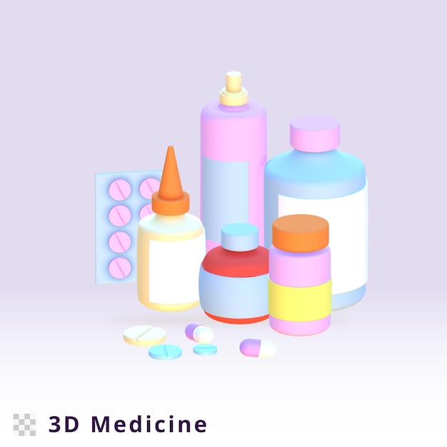 PSD ilustración de medicina de representación 3d