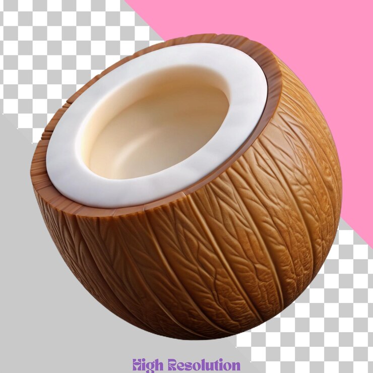 PSD ilustración de medio coco con interior blanco