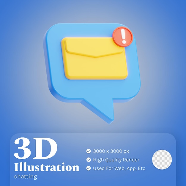 PSD ilustración de mensajes entrantes 3d