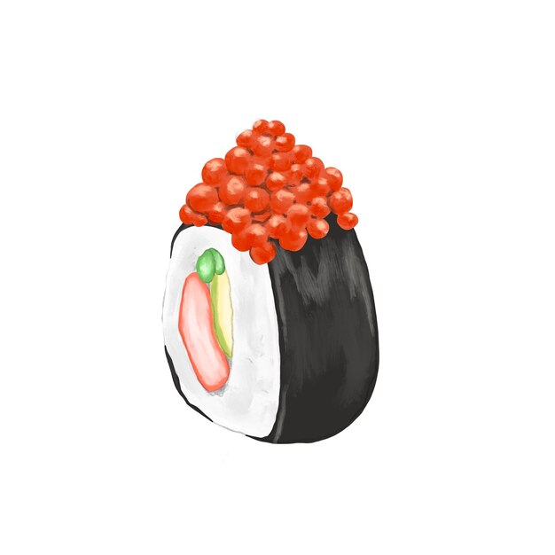 Ilustración del menú del rollo de sushi de tobiko