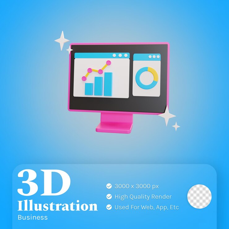 PSD ilustración del mercado de valores 3d
