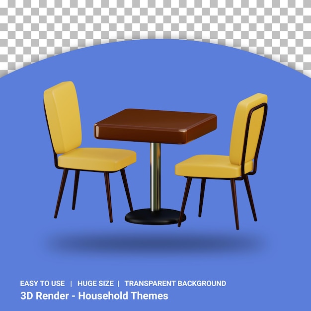 Ilustración de mesa de comedor 3d con diseño aislado de fondo transparente