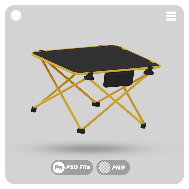 PSD ilustración de mesa plegable 3d